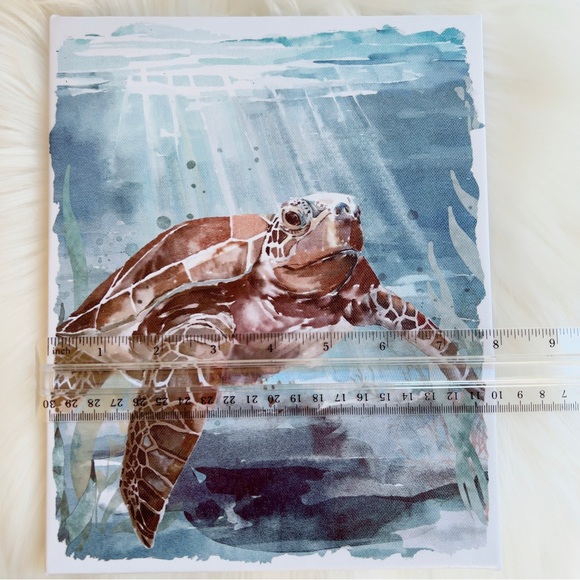 ❌ SOLD ❌ Turtle 🐢 wall art picture print hanging ocean sea 🌊 blue brown 8x10 - Picture 5 of 6